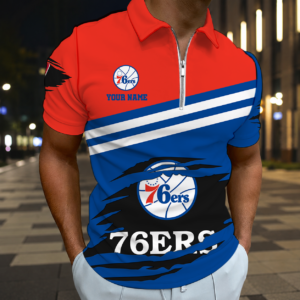 Limited Edition – Customized NBA Philadelphia 76Ers Zip Polo Shirt