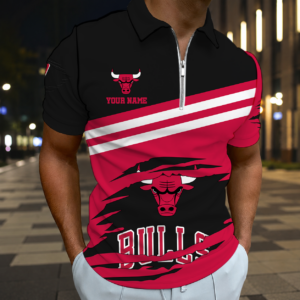 Limited Edition – Customized NBA Chicago Bulls Zip Polo Shirt