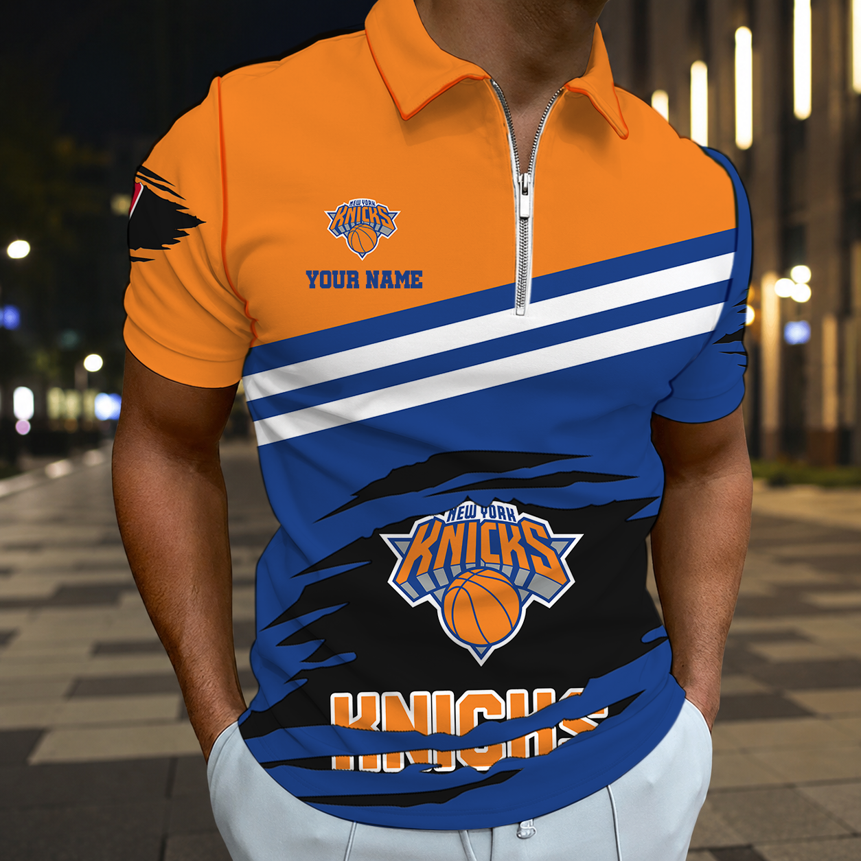 Limited Edition – Customized NBA New York Knicks Zip Polo Shirt