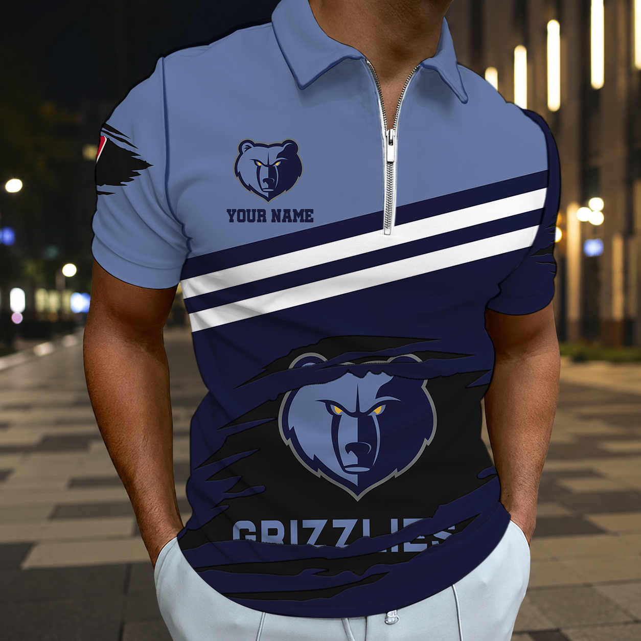 Limited Edition – Customized NBA Memphis Grizzlies Zip Polo Shirt