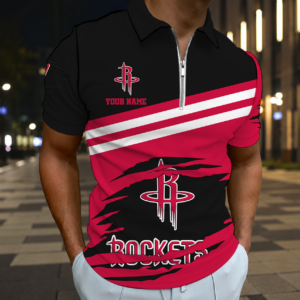 Limited Edition – Customized NBA Houston Rockets Zip Polo Shirt