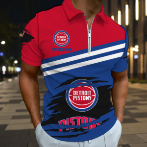Limited Edition – Customized NBA Detroit Pistons Zip Polo Shirt