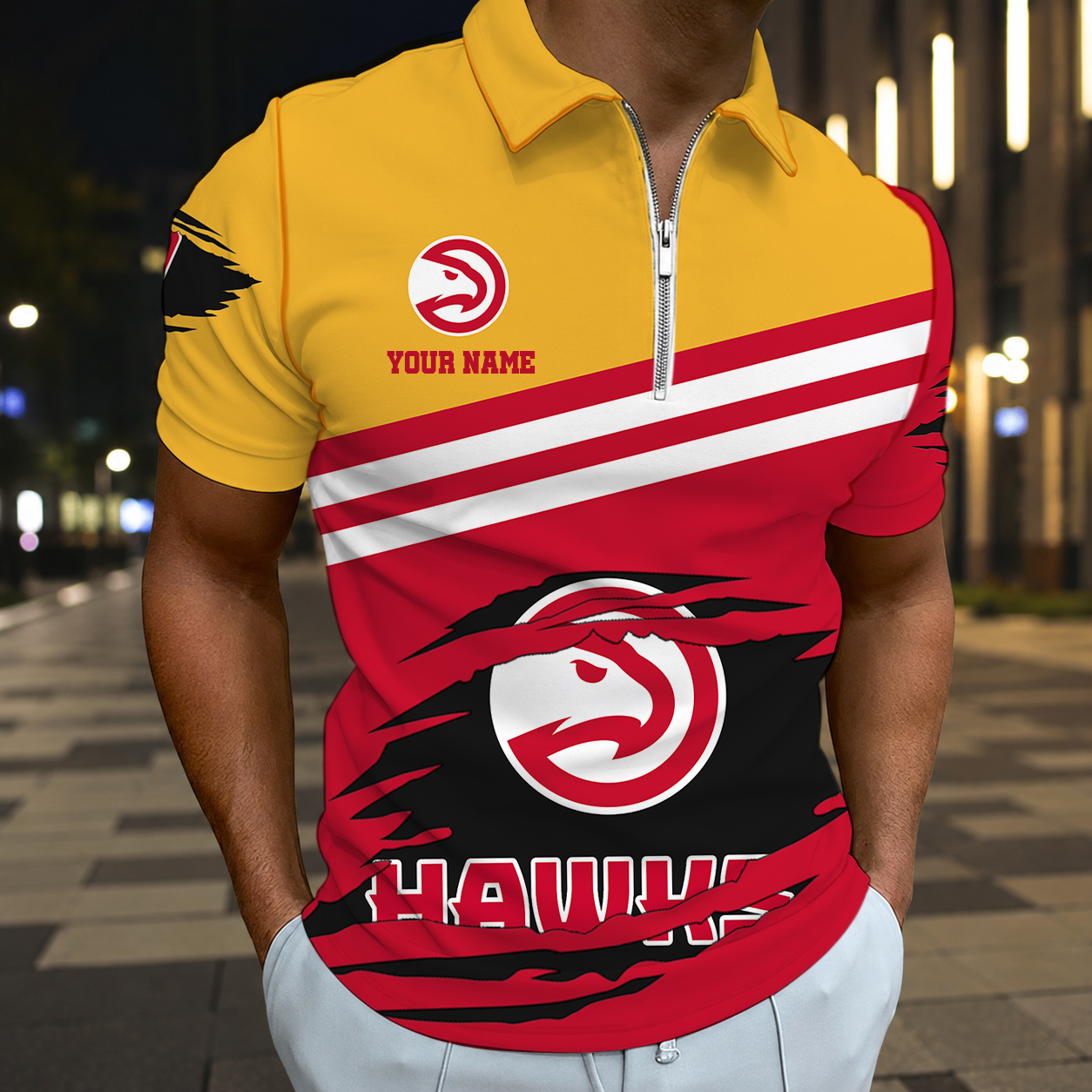 Limited Edition – Customized NBA Atlanta Hawks Zip Polo Shirt