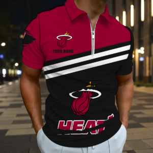 Limited Edition – Customized NBA Miami Heat Zip Polo Shirt