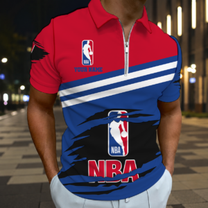 Limited Edition – Customized NBA National Basketball Association Zip Polo Shirt