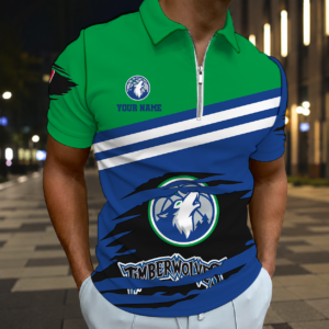Limited Edition – Customized NBA Minnesota Timberwolves Zip Polo Shirt