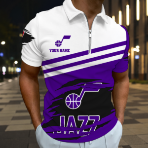 Limited Edition – Customized NBA Utah Jazz Zip Polo Shirt