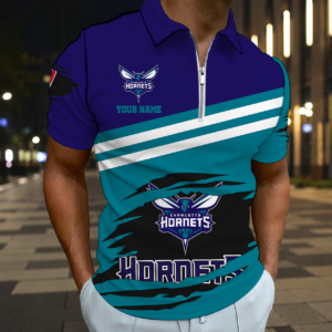 Limited Edition – Customized NBA Charlotte Hornets Zip Polo Shirt