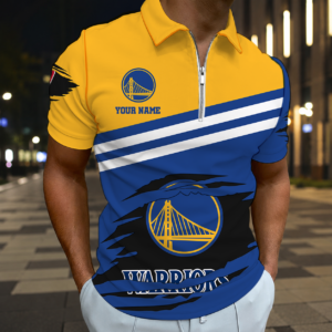 Limited Edition – Customized NBA Golden State Warriors Zip Polo Shirt