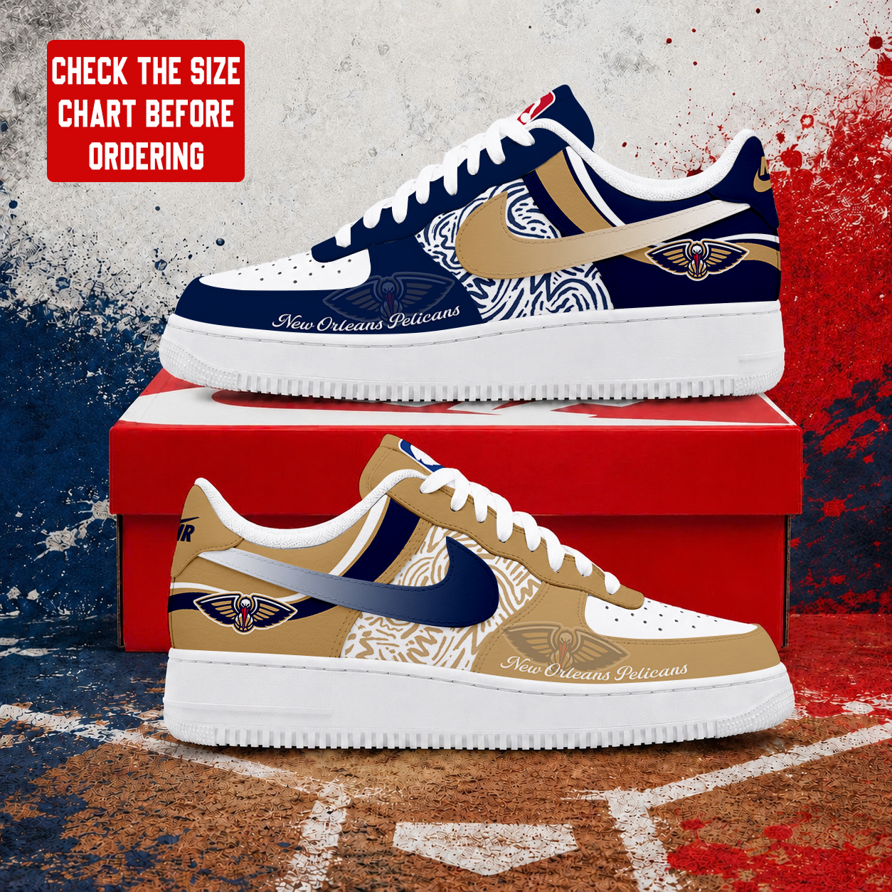 Limited Edition – Customized NBA New Orleans Pelicans Air Force 1 Sneakers