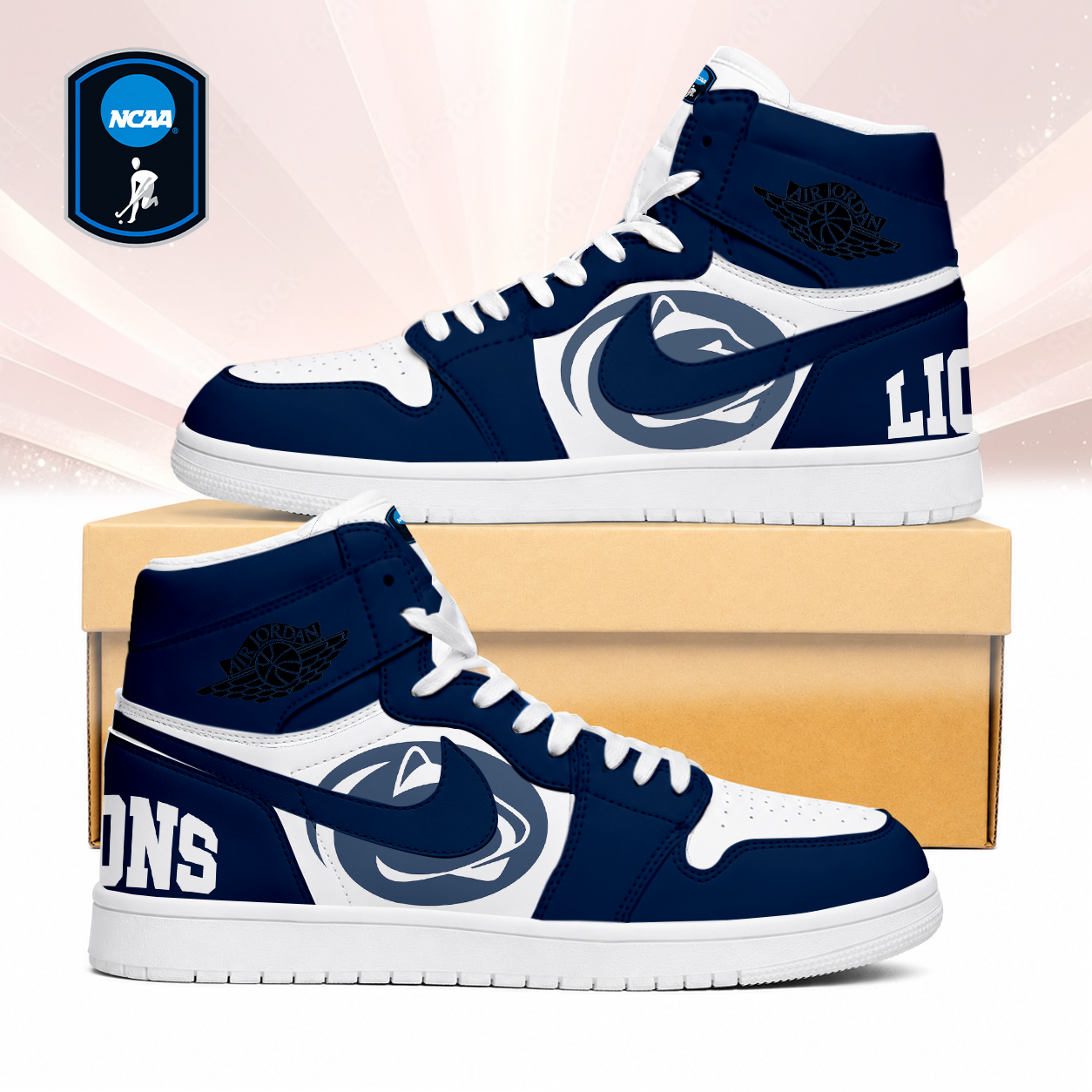 Limited Edition – Customized NCAA Penn State Nittany Lions Air Jordan 1 Sneakers