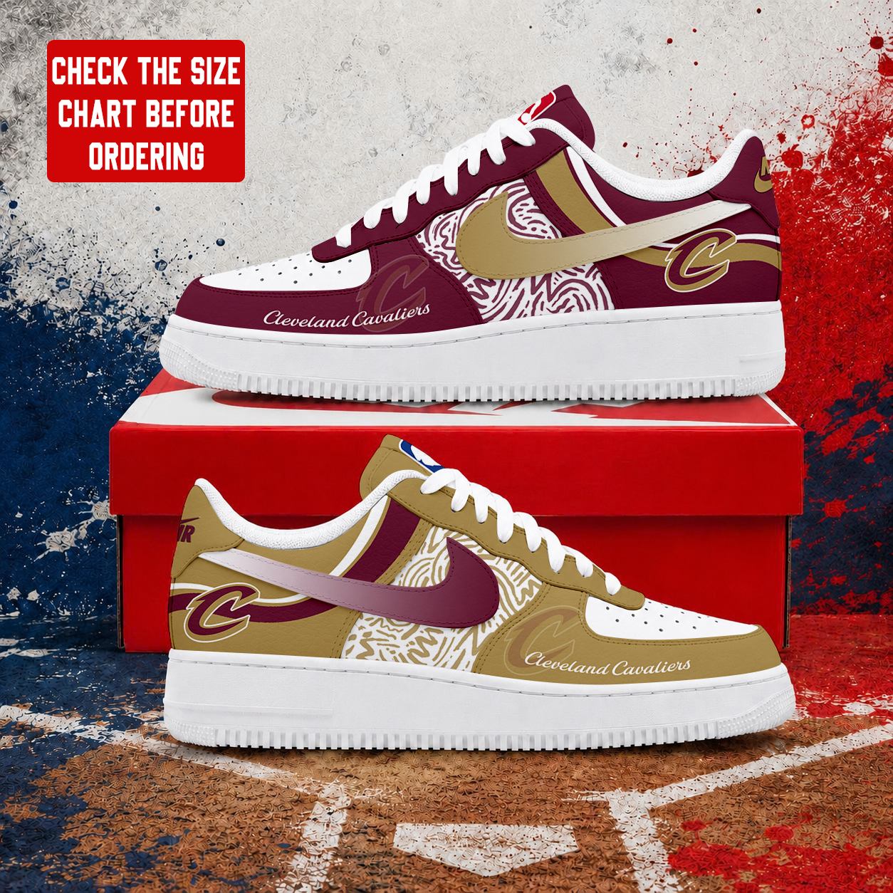 Limited Edition – Customized NBA Cleveland Cavaliers Air Force 1 Sneakers
