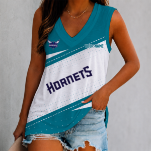Limited Edition – Customized NBA Charlotte Hornets Women’s V-Neck Tank Top