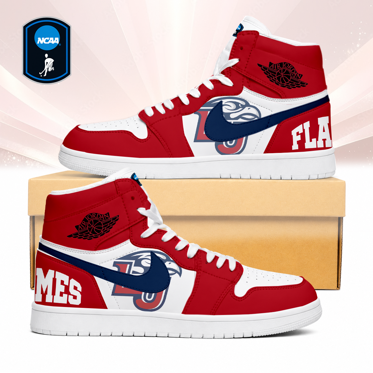 Limited Edition – Customized NCAA Liberty Flames Air Jordan 1 Sneakers