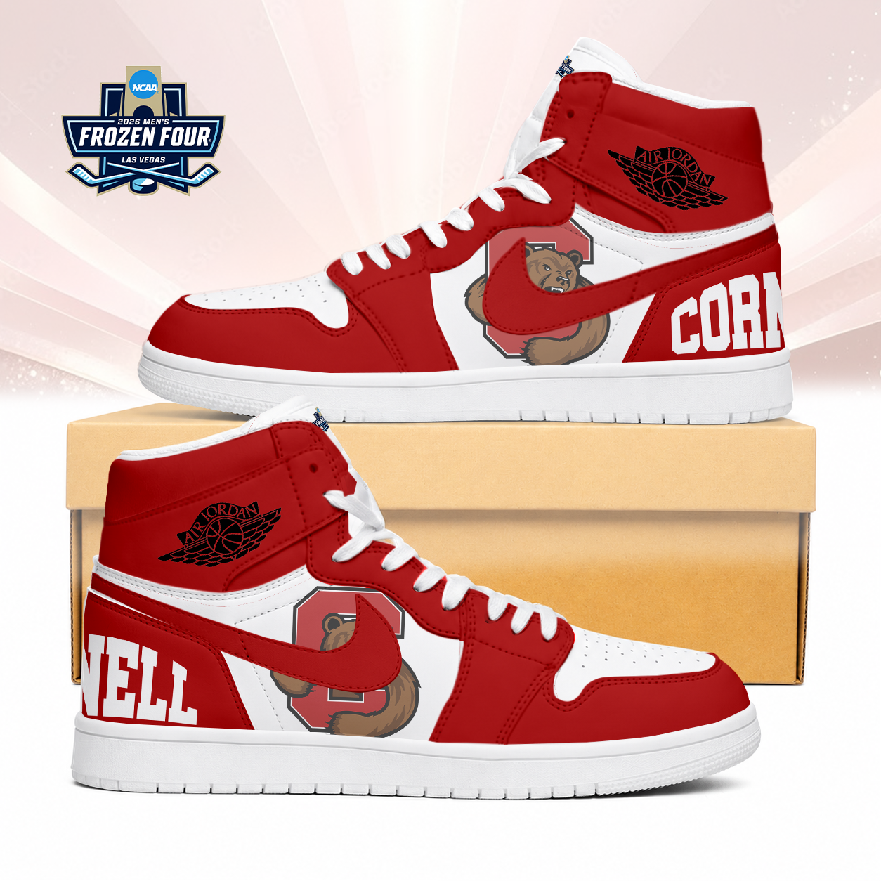 Limited Edition – Customized Ncaa Cornell Big Red Air Jordan 1 Sneakers