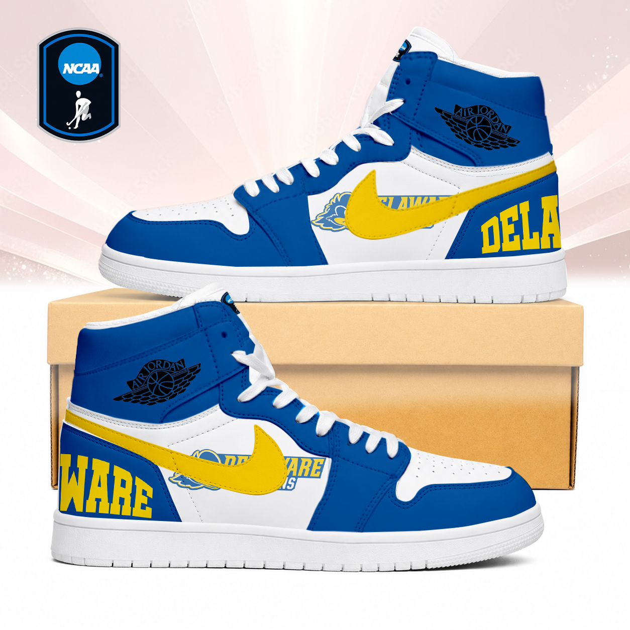 Limited Edition – Customized NCAA Delaware Fightin’ Blue Hens Air Jordan 1 Sneakers