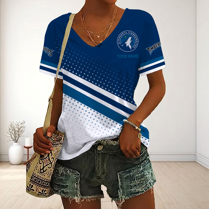 Limited Edition – Customized NBA Minnesota Timberwolves V-Neck Female Shirt
