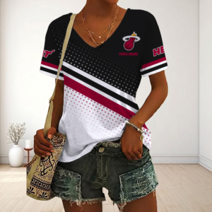 Limited Edition – Customized NBA Miami Heat V-Neck Female Shirt