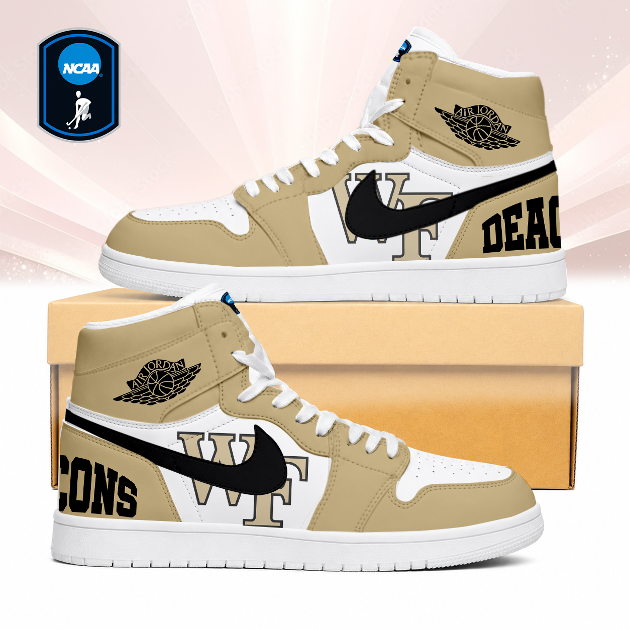 Limited Edition – Customized NCAA Wake Forest Demon Deacons Air Jordan 1 Sneakers