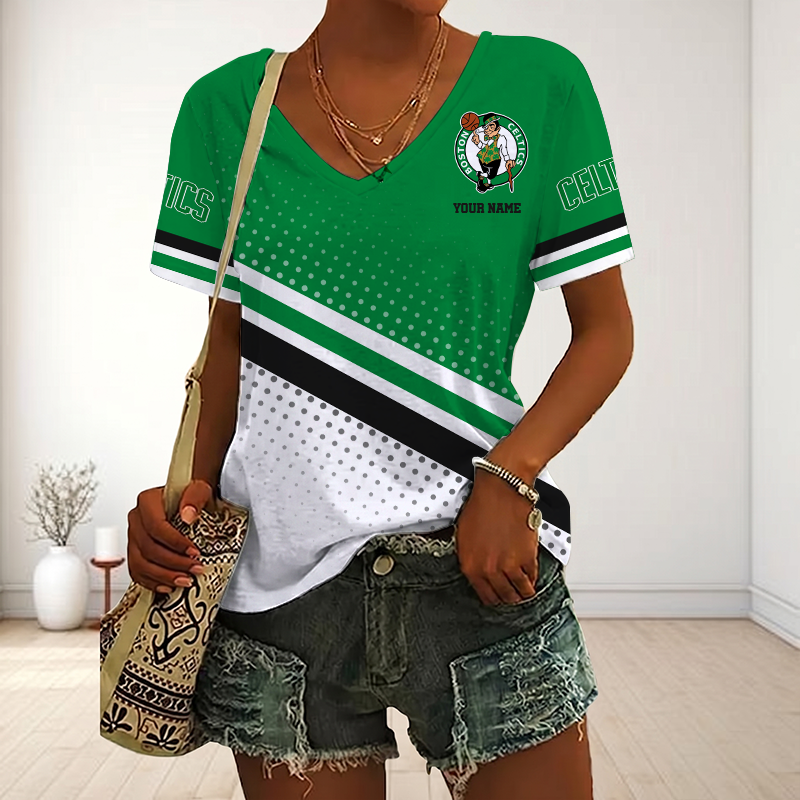 Limited Edition – Customized NBA Boston Celtics V-Neck Female Shirt
