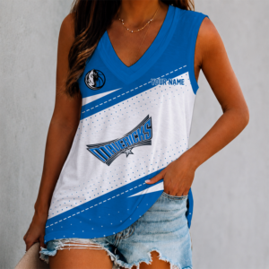 Limited Edition – Customized NBA Dallas Mavericks Women’s V-Neck Tank Top