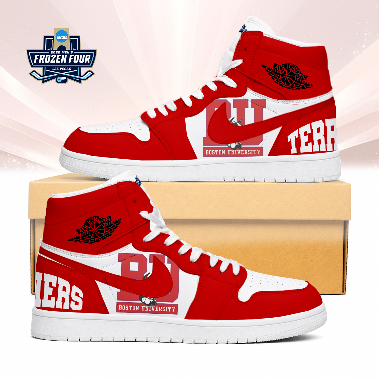 Limited Edition – Customized Ncaa Boston University Terriers Air Jordan 1 Sneakers