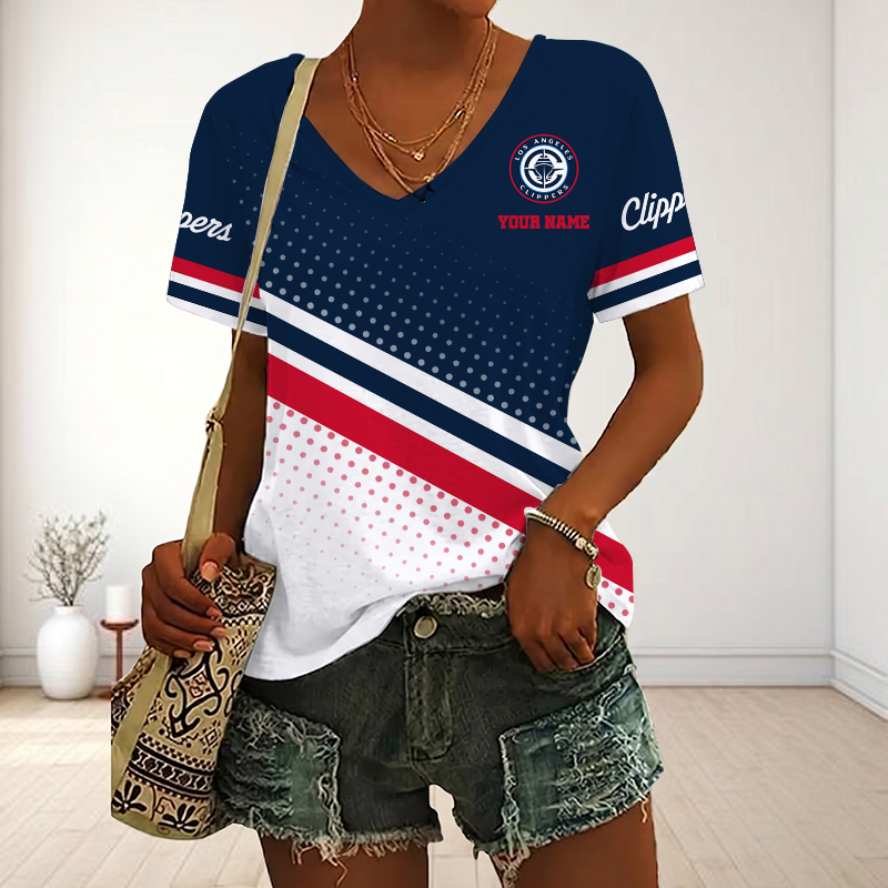 Limited Edition – Customized NBA Los Angeles Clippers V-Neck Female Shirt