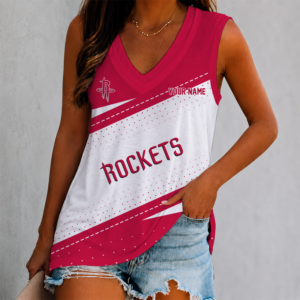Limited Edition – Customized NBA Houston Rockets Women’s V-Neck Tank Top