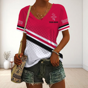 Limited Edition – Customized NBA Houston Rockets V-Neck Female Shirt