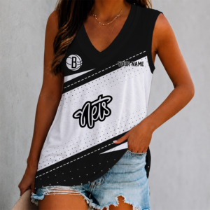 Limited Edition – Customized NBA Brooklyn Nets Women’s V-Neck Tank Top