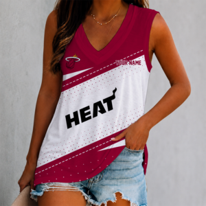 Limited Edition – Customized NBA Miami Heat Women’s V-Neck Tank Top