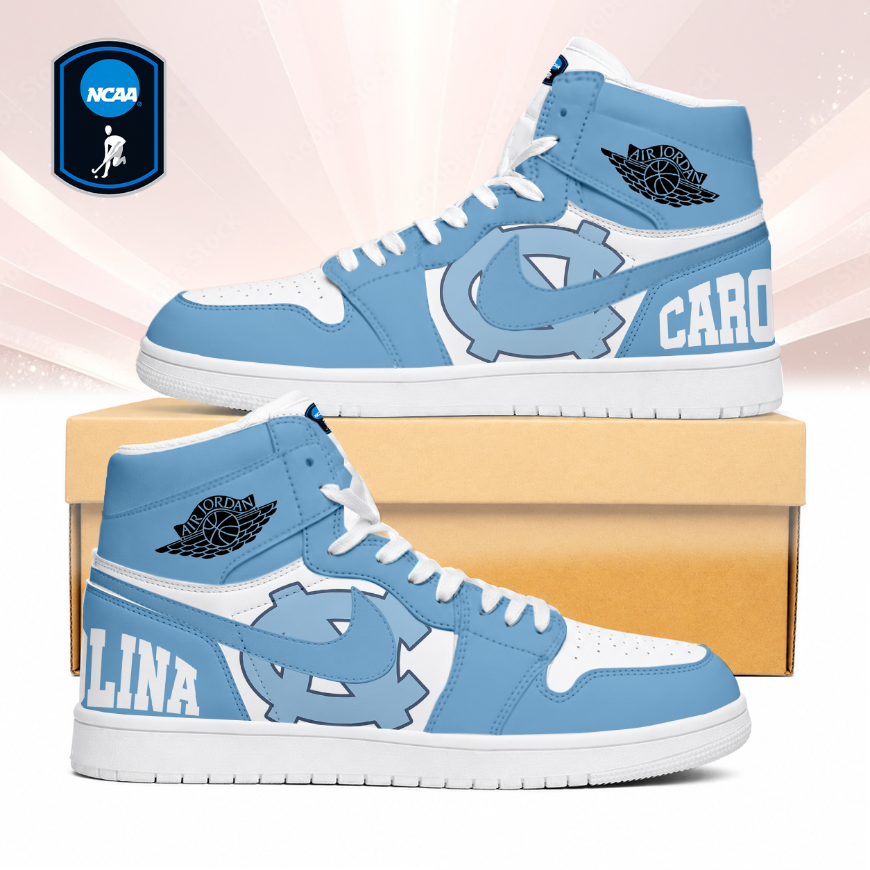 Limited Edition – Customized NCAA North Carolina Tar Heels Air Jordan 1 Sneakers