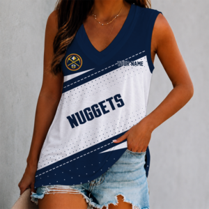 Limited Edition – Customized NBA Denver Nuggets Women’s V-Neck Tank Top