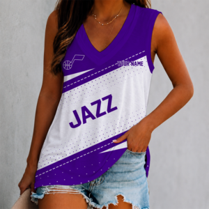 Limited Edition – Customized NBA Utah Jazz Women’s V-Neck Tank Top