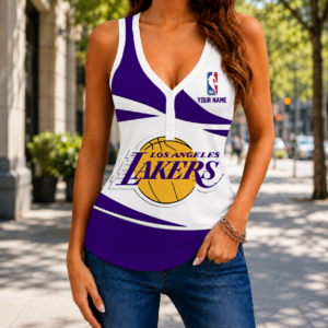 Limited Edition – Customized NBA Los Angeles Lakers Women’s V-Neck Tank Top