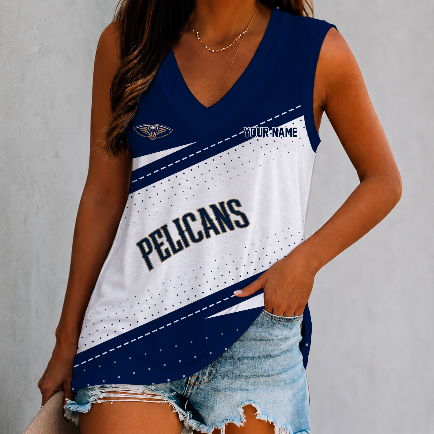 Limited Edition – Customized NBA New Orleans Pelicans Women’s V-Neck Tank Top