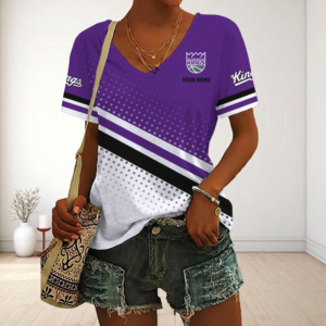 Limited Edition – Customized NBA Sacramento Kings V-Neck Female Shirt