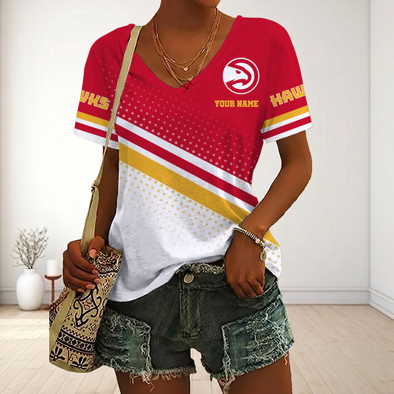 Limited Edition – Customized NBA Atlanta Hawks V-Neck Female Shirt