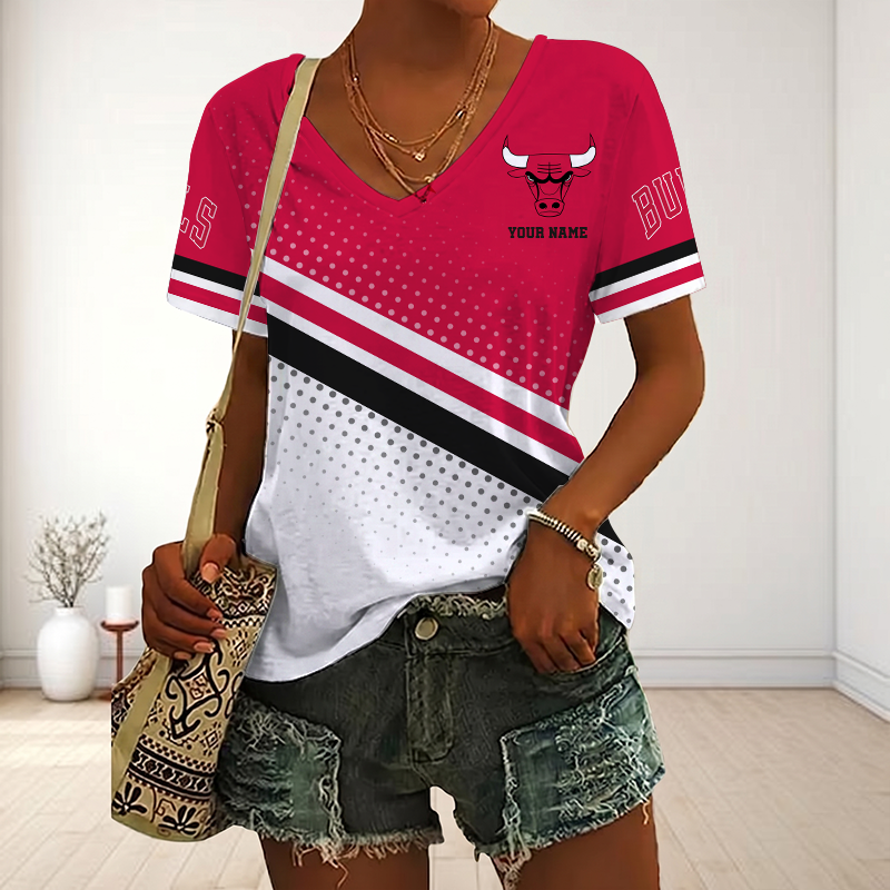 Limited Edition – Customized NBA Chicago Bulls V-Neck Female Shirt