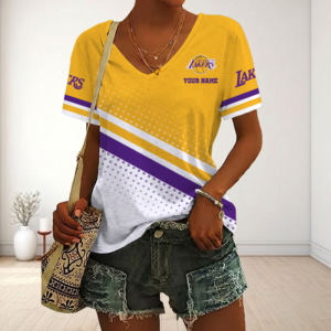 Limited Edition – Customized NBA Los Angeles Lakers V-Neck Female Shirt