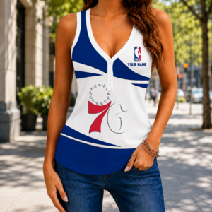 Limited Edition – Customized NBA Philadelphia 76Ers Women’s V-Neck Tank Top