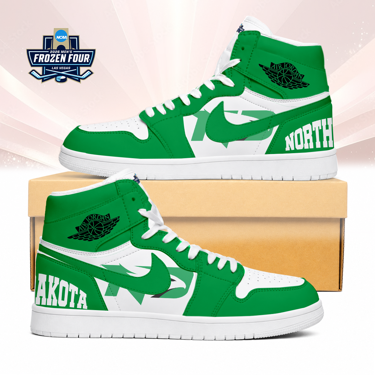 Limited Edition – Customized Ncaa North Dakota Fighting Hawks Air Jordan 1 Sneakers