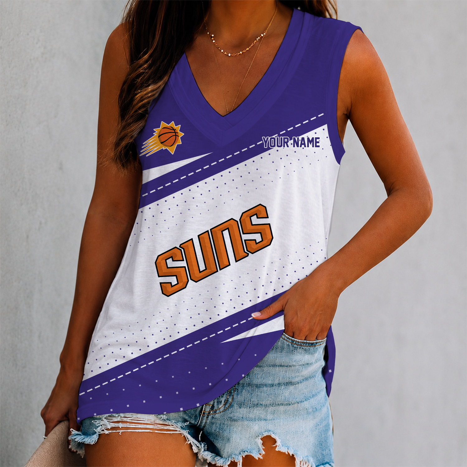 Limited Edition – Customized NBA Phoenix Suns Women’s V-Neck Tank Top