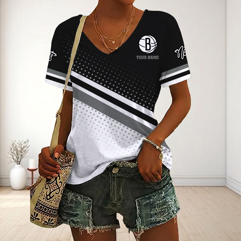 Limited Edition – Customized NBA Brooklyn Nets V-Neck Female Shirt
