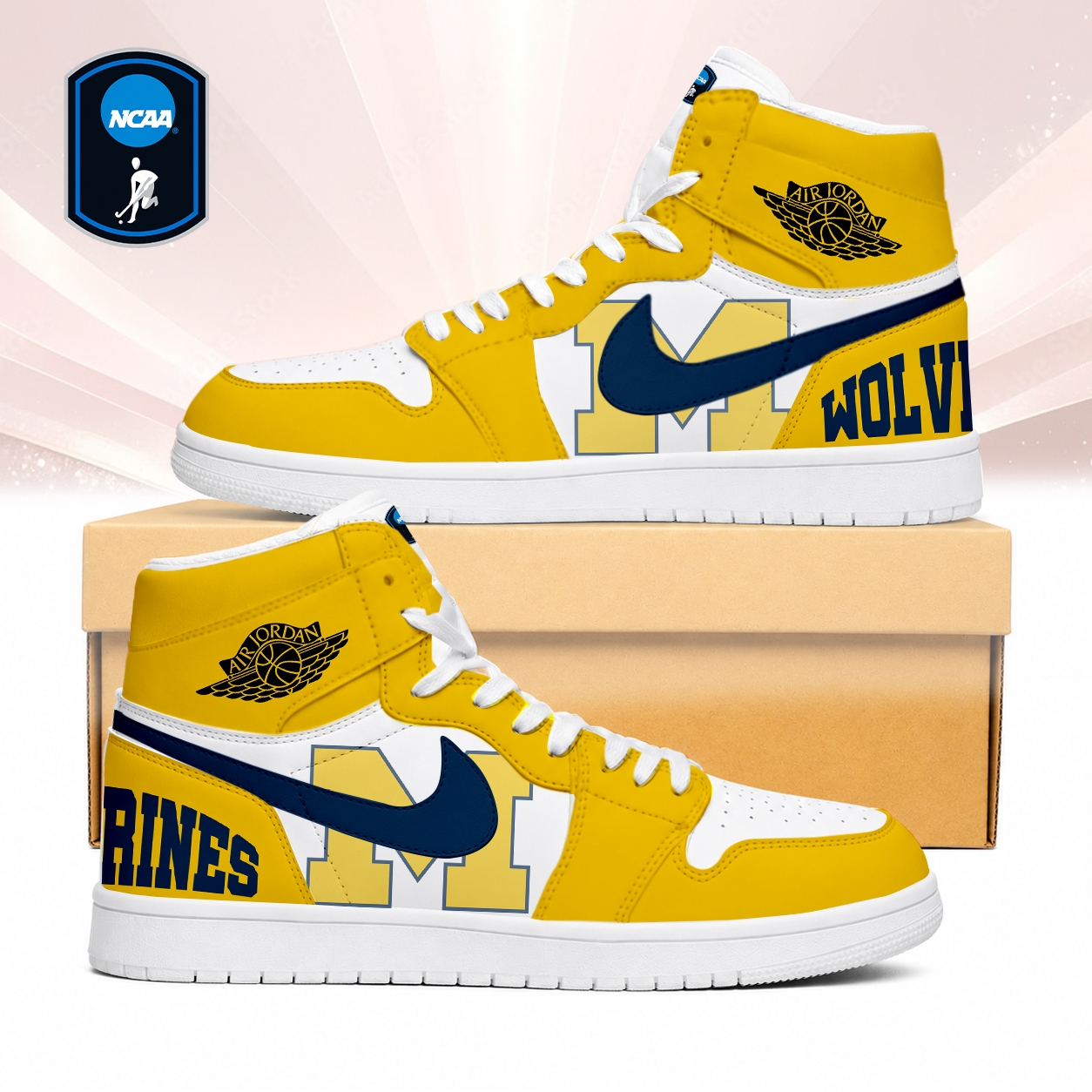Limited Edition – Customized NCAA Michigan Wolverines Air Jordan 1 Sneakers