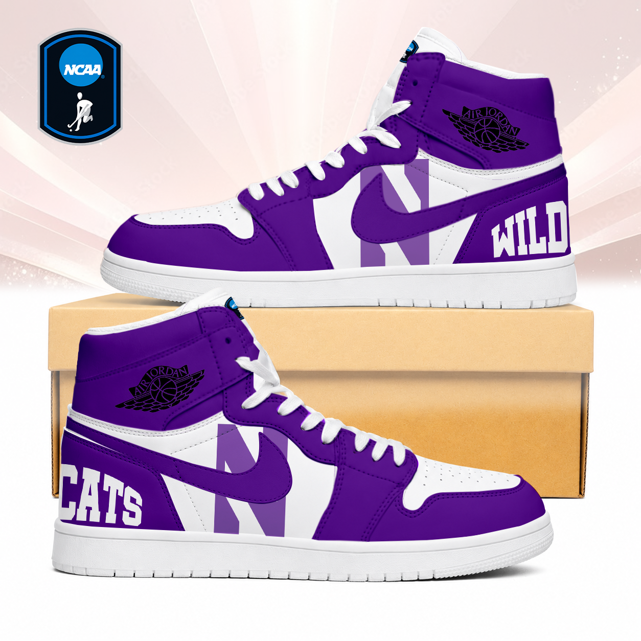 Limited Edition – Customized NCAA Northwestern Wildcats Air Jordan 1 Sneakers