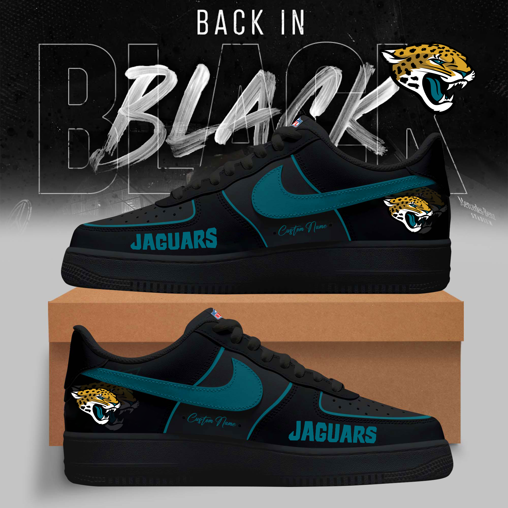 Limited Edition – Customized NFL Jacksonville Jaguars Air Force 1 Sneakers