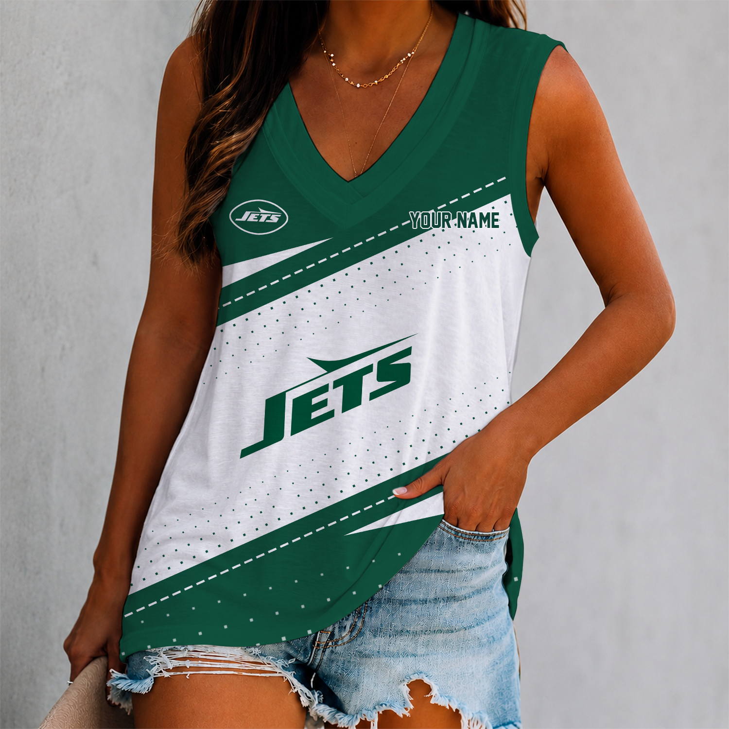 Limited Edition – Customized NFL New York Jets Women’s V-Neck Tank Top