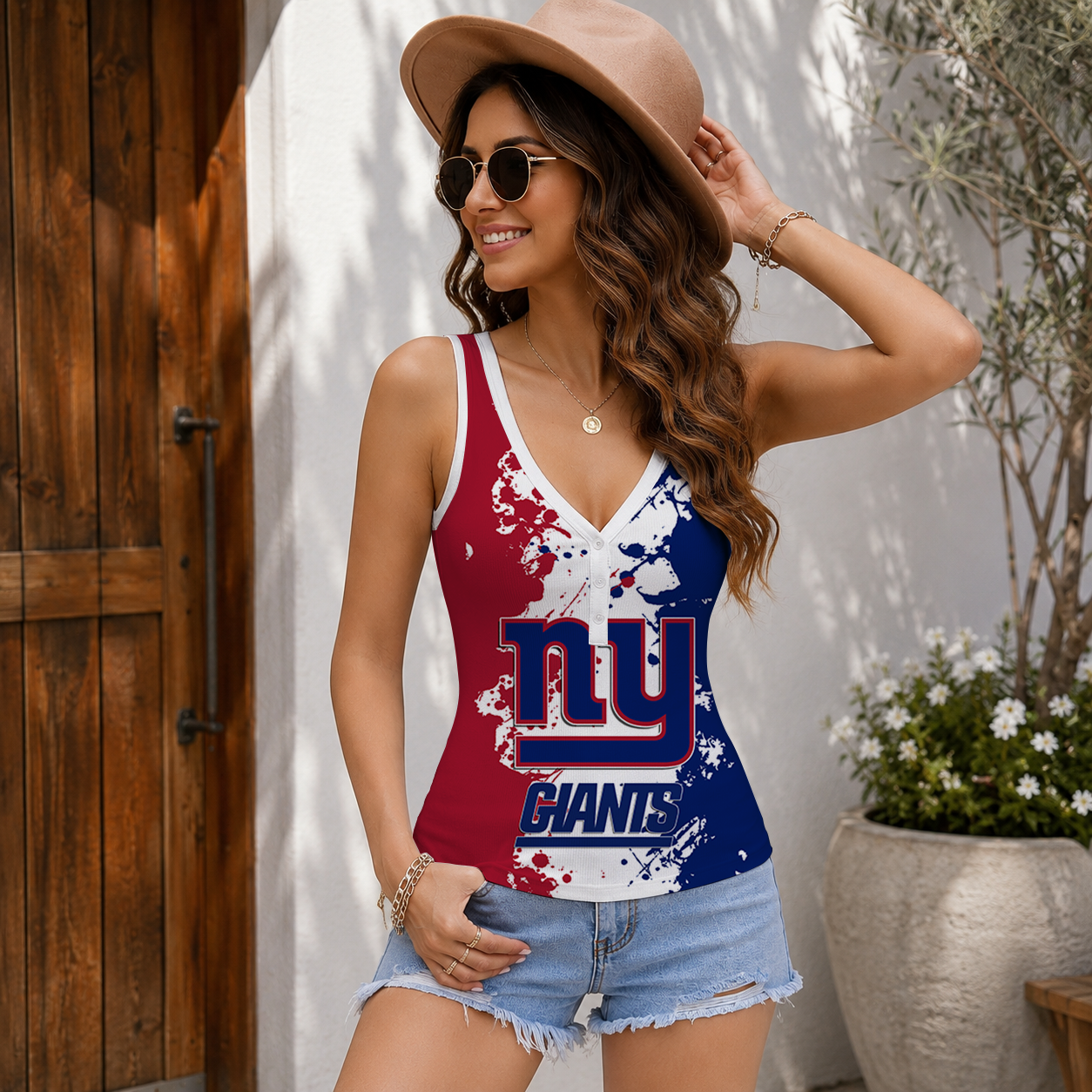 Limited Edition – Customized NFL New York Giants Women’s V-Neck Tank Top