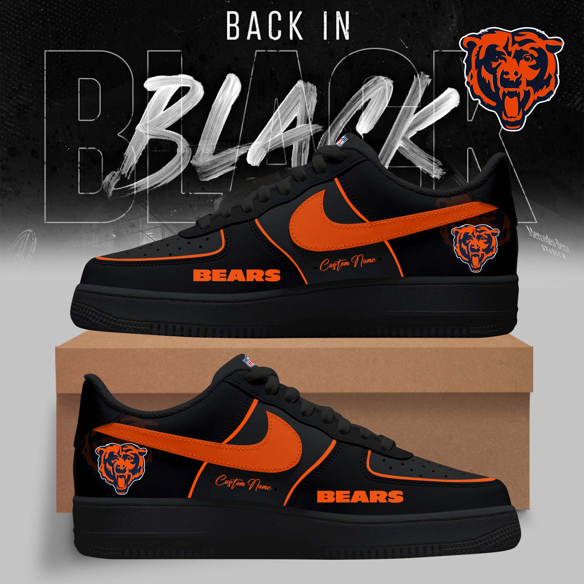 Limited Edition – Customized NFL Chicago Bears Air Force 1 Sneakers